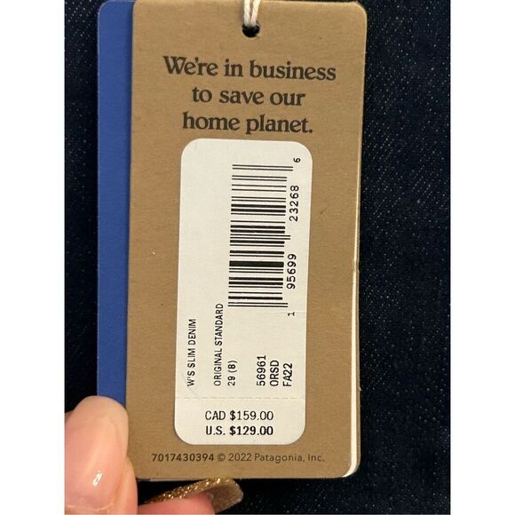 NWT Patagonia 29x29 organic cotton Original Women's Slim Denim Stretchy Sustaina - Picture 5 of 9